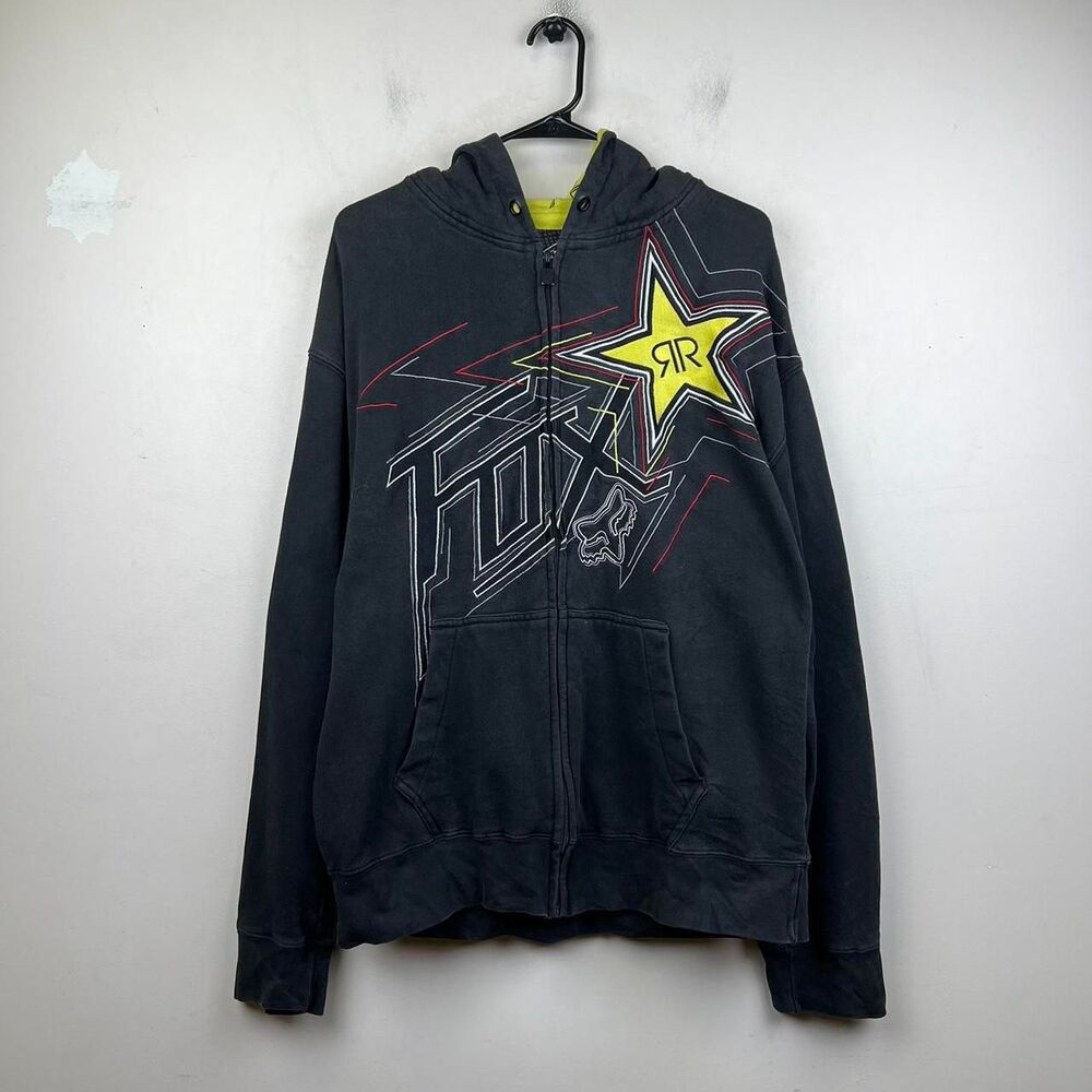 Fox Racing Rockstar Energy Zip Up Hoodie Y2K  Size XL